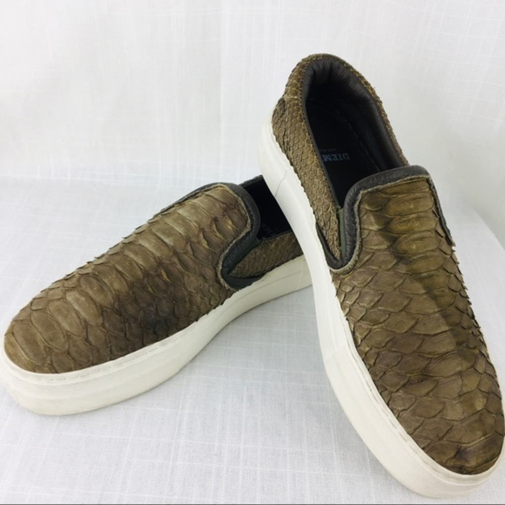 Diemme Women 8 Garda Snake Skin Slip-On Sneaker Shoes Brown ITALY RARE EXCELLENT